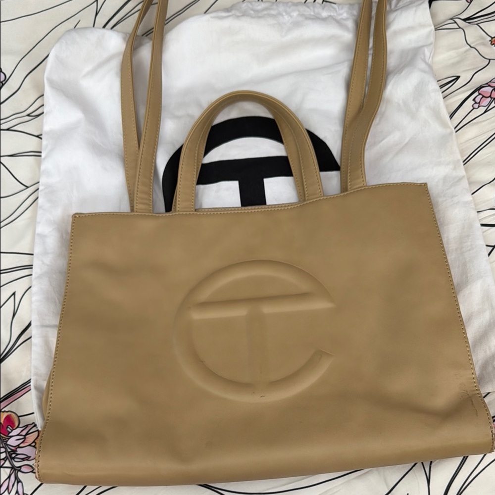Telfar Tan Tote Bag with Structured Design
